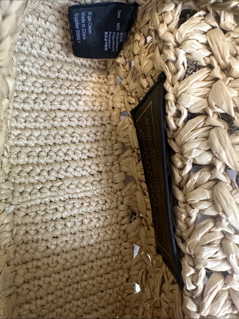 Kurt Geiger Straw Shoulder Bag with Pink Trim and Crystal Details - Picture 3 of 5